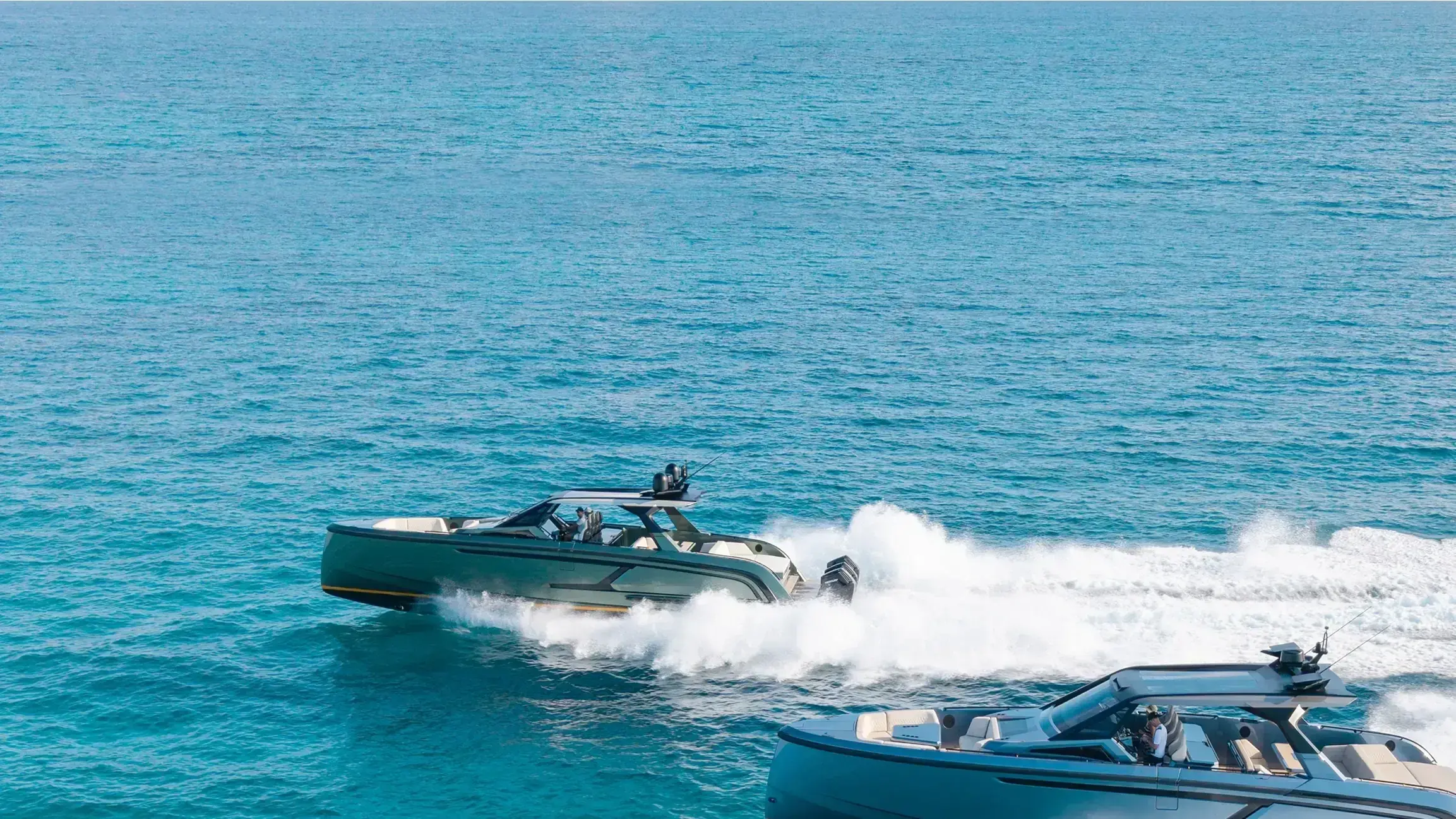 Vanquish VQ55 Outboard composite sports yacht, exterior view at sea