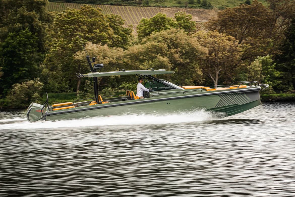 BRABUS Shadow 900 Stealth Green Signature Edition trio on the water, showing all three variants in formation